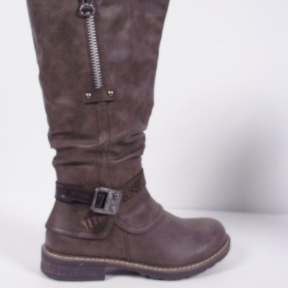 EMMSHU CLESY Tall Boot with Buckle Detail Brown NIB Size 6 - 6.5 - Picture 4 of 9